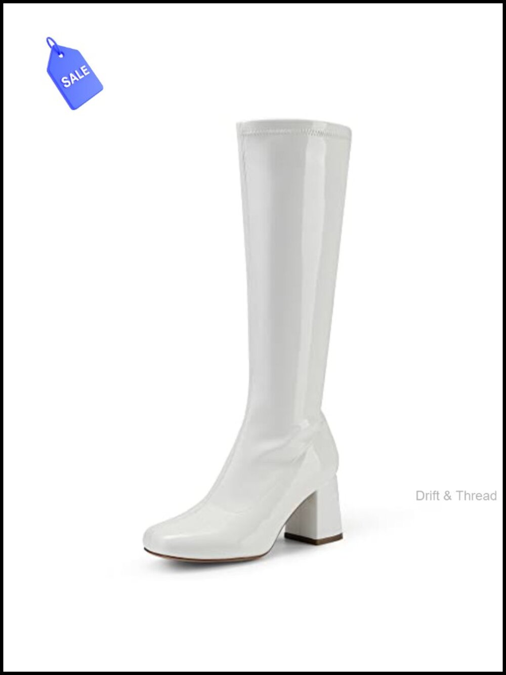 Women's Knee High Gogo Boots Square Toe Chunky Heel Faux Leather
